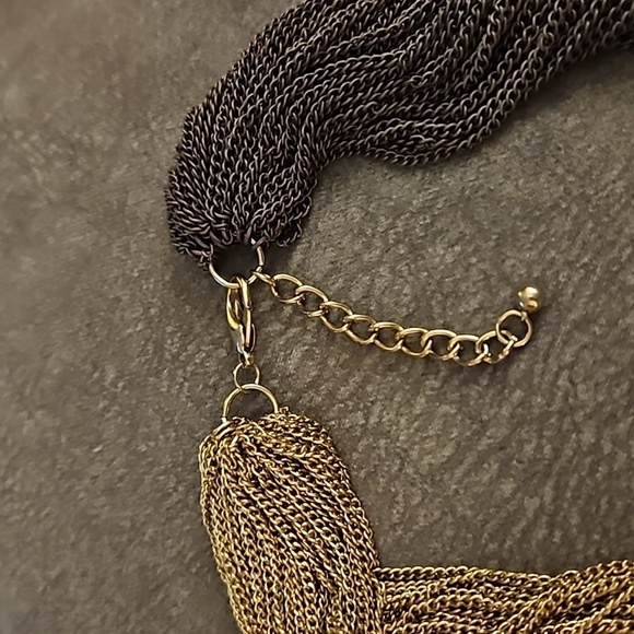 VTG 1990s Heavyweight Two-tone Chunky Chain Castlecore Statement Necklace - Picture 4 of 6